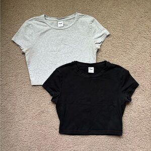 Gray and Black Crop Tops